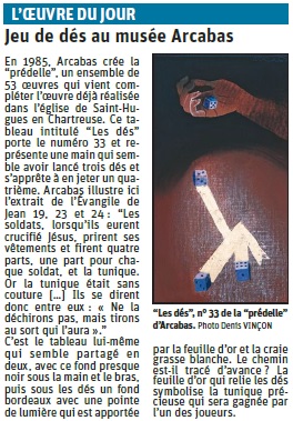 Copie de l'article du Dauphiné libéré sur un jeu de dé du musée Arcabas © Dauphiné Libéré 