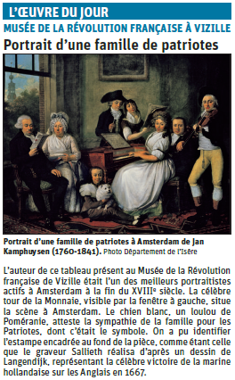 Copie de l'article du Dauphiné Libéré sur un tableau du Domaine de Vizille "une famille de patriotes" © Dauphiné Libéré
