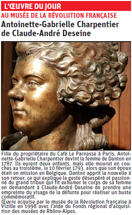 Copie de l'article du dauphiné Libéré  sur le buste de AG Charpentier © Dauphiné libéré