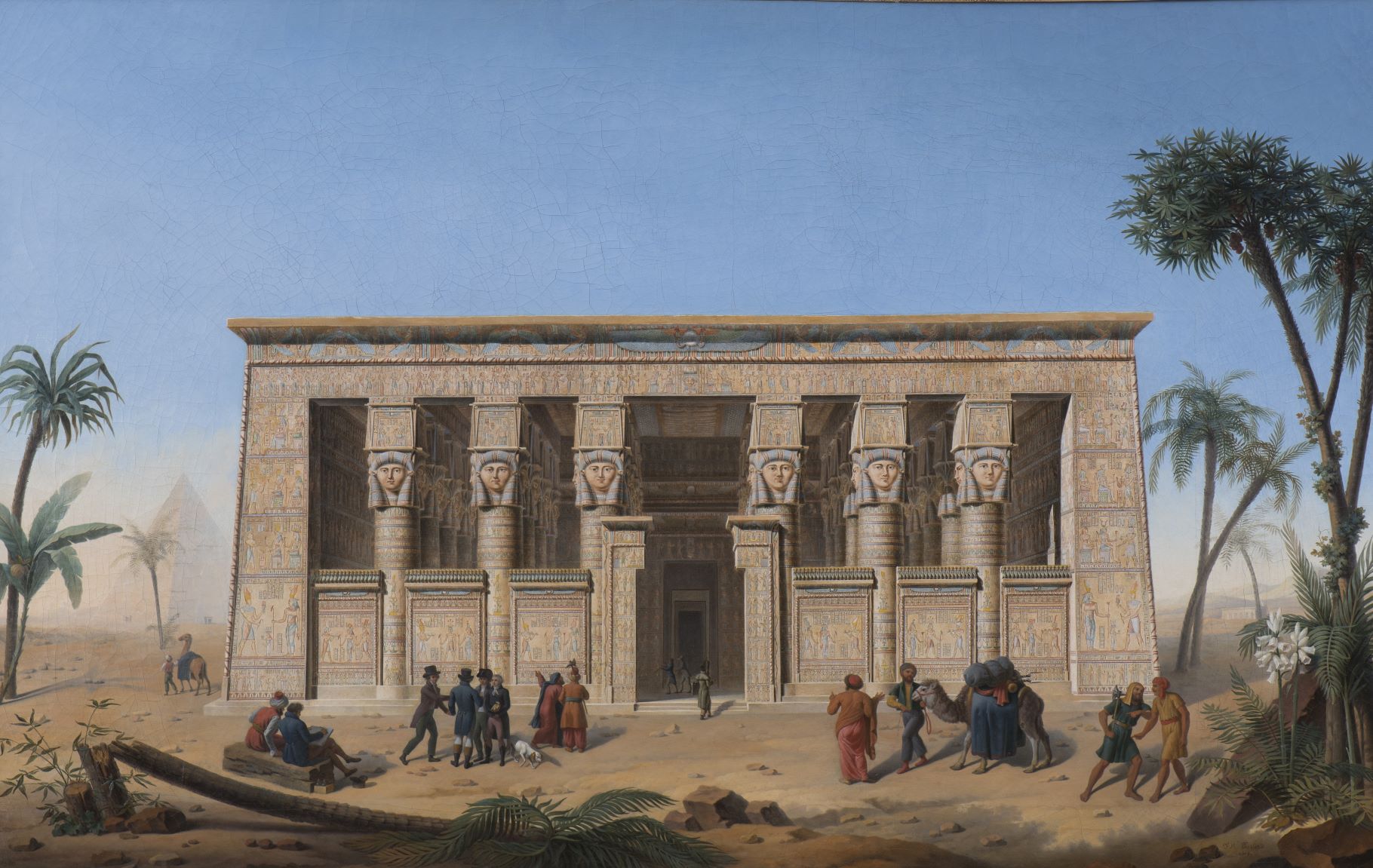 Les scientifiques de l'expédition d'Egypte devant le temple de Denderah