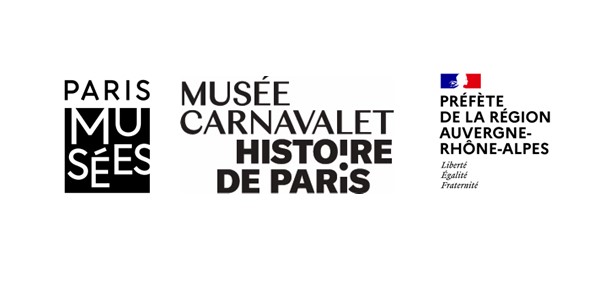 Logo Partenaires de l'exposition : "Paris Musées", "Musée Carnavalet - Histoire de Paris" et "Préfète de la Région Auvergne-Rhône-Alpes"