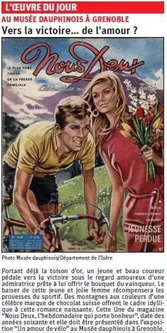 copie de l'article du Dauphiné libéré sur une affiche de vélo © Dauphiné Libéré