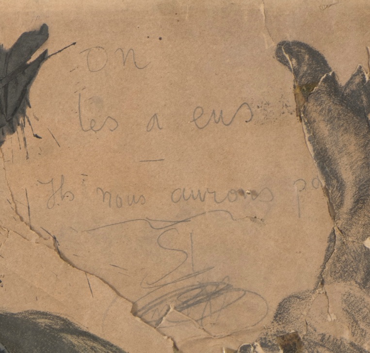 L'objet du mois présenté ici est une affiche de propagande d'Abel Faivre de 1916 titrée "On les aura", placée dans la salle du greffe du tribunal de Paix de Grenoble, brisée en 1944 par la bande du collaborationniste Guy Éclache lors d'une perquisition de la police allemande. Les casseurs ont ajouté à la main la mention « On les a eus, ils nous aurons pas » (sic). CEtte annotation est signée des initiales "SL" qui pourraient correspondre au pseudonyme utilisé par le collaborationniste Guy Éclache, à savoir "Lieutenant Luc SIffer".