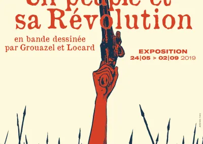 Affiche avec bras levé tenant un pistolet © ACTES SUD