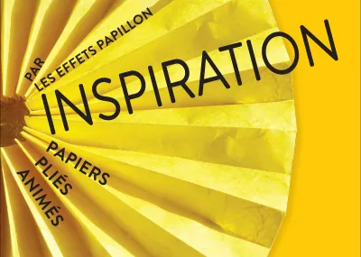 Pliage en papier jaune semi-circulaire © Graphisme Jean-Jacques Barelli et Nathalie Gremeaux-Tragni