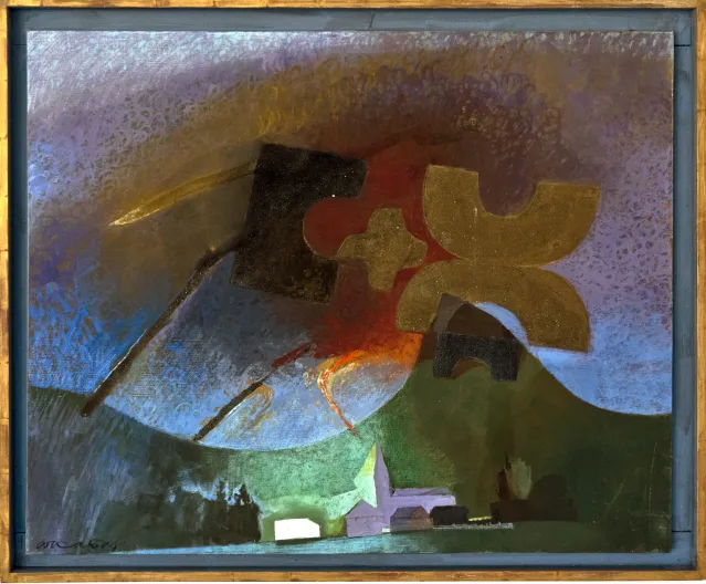 Tableau représentant un paysage sous un orage © Avec l'aimable autorisation des ayants droits
