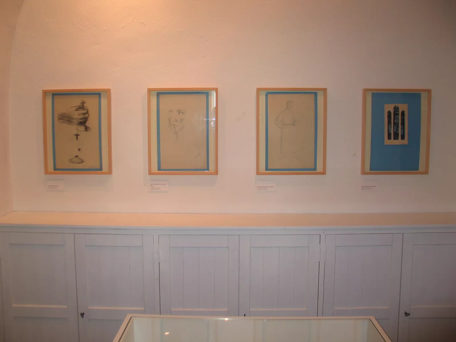 Série de 4 dessins préparatoires présentés lors de l'expostion temporaire Série de 4 dessins préparatoires