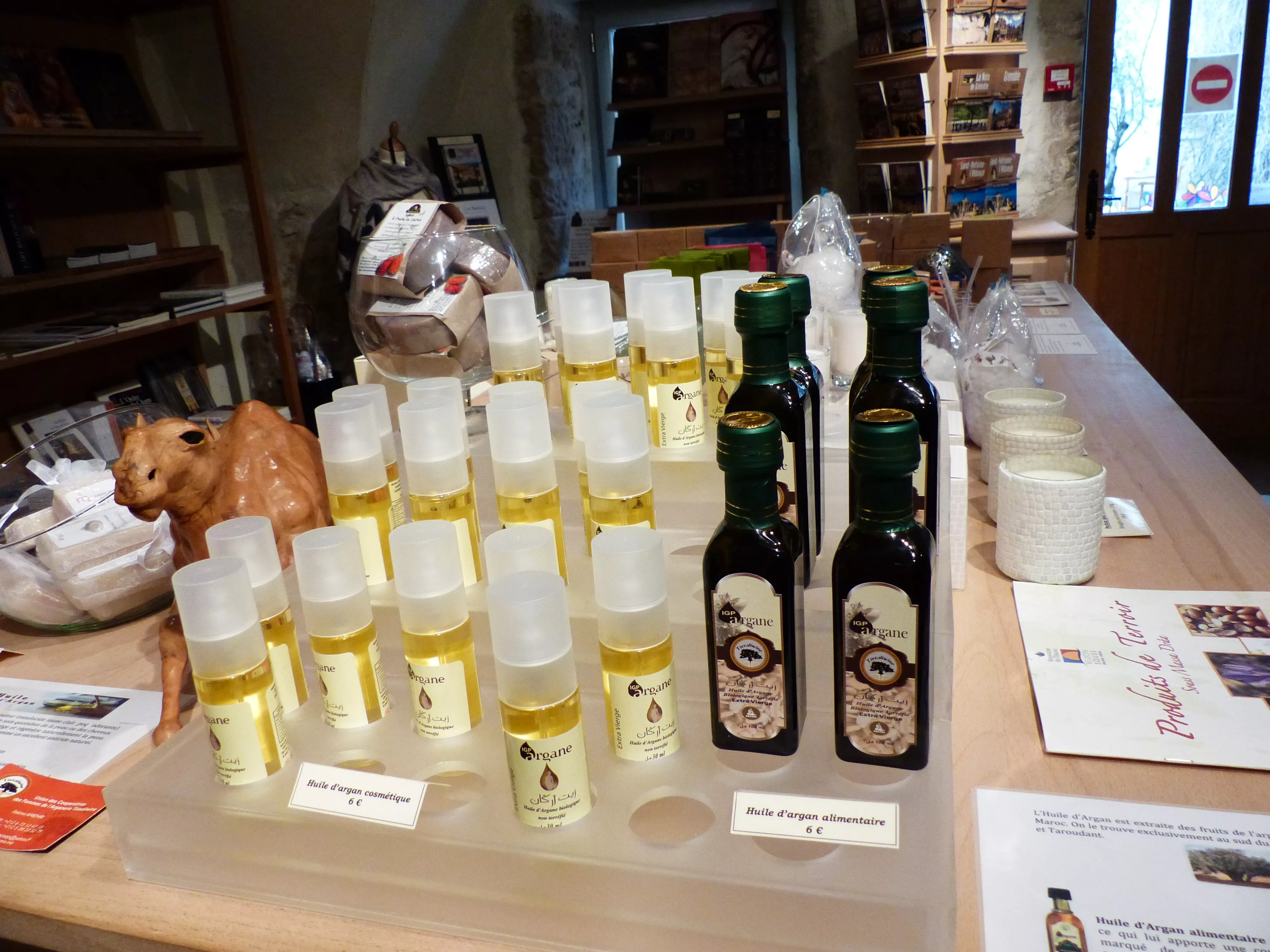 Produits en vente à la boutique