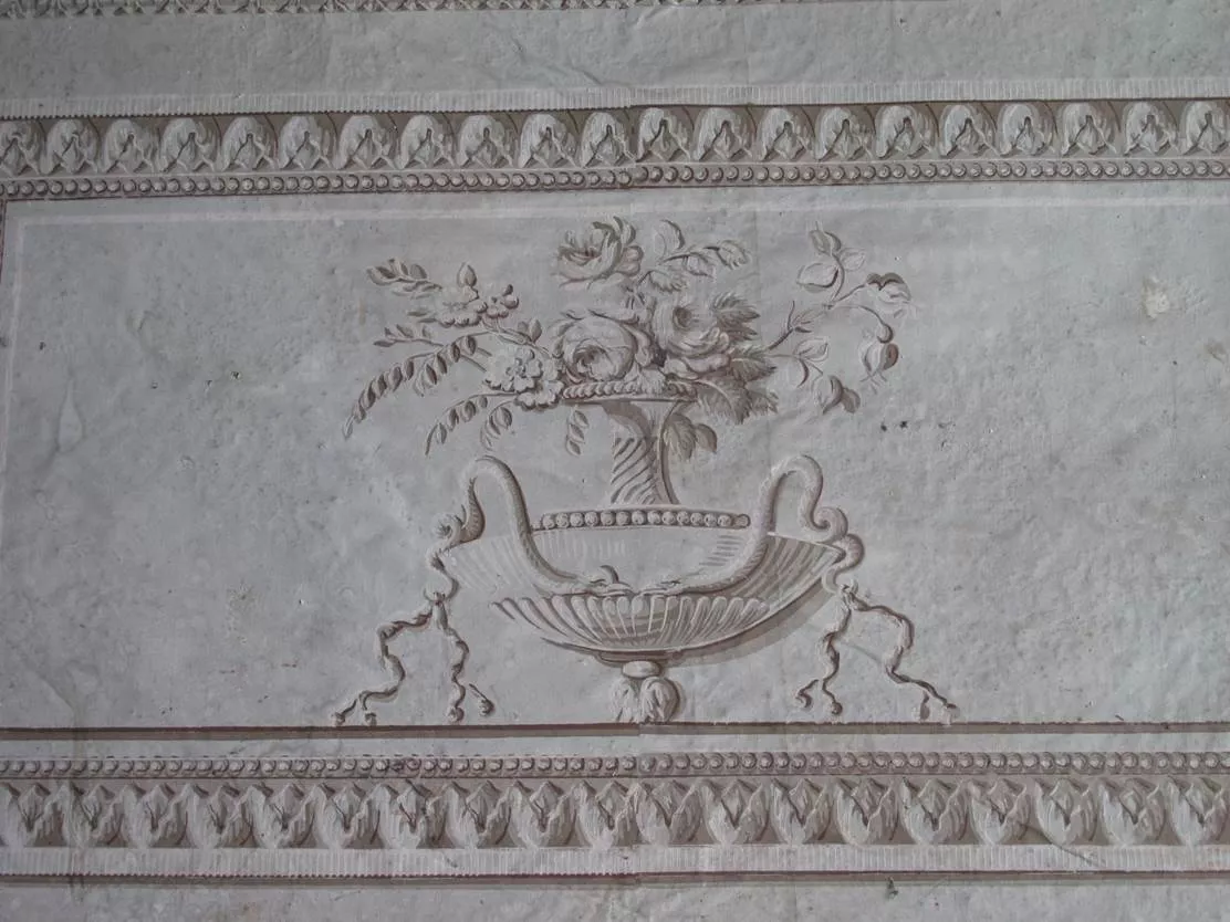 Papier peint, fin 18e siècle, château de Sassenage