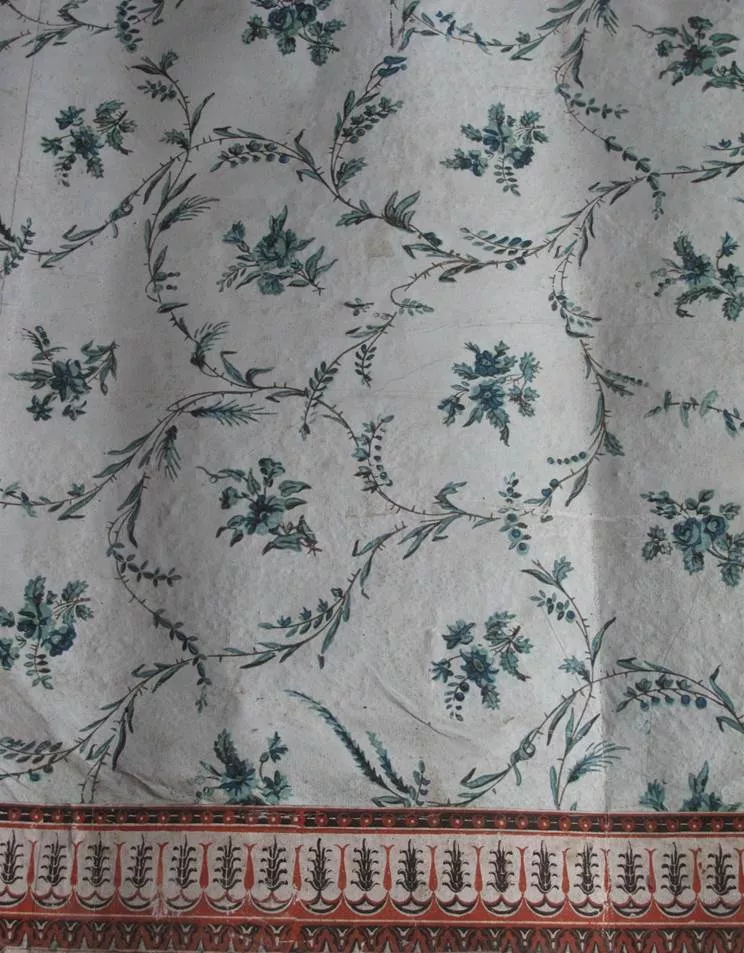 Papier peint avec sa bordure, fin 18e siècle, château de Sassenage