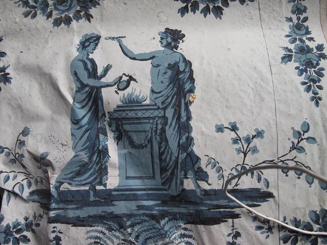 Papier peint, fin 18e siècle, château de Sassenage