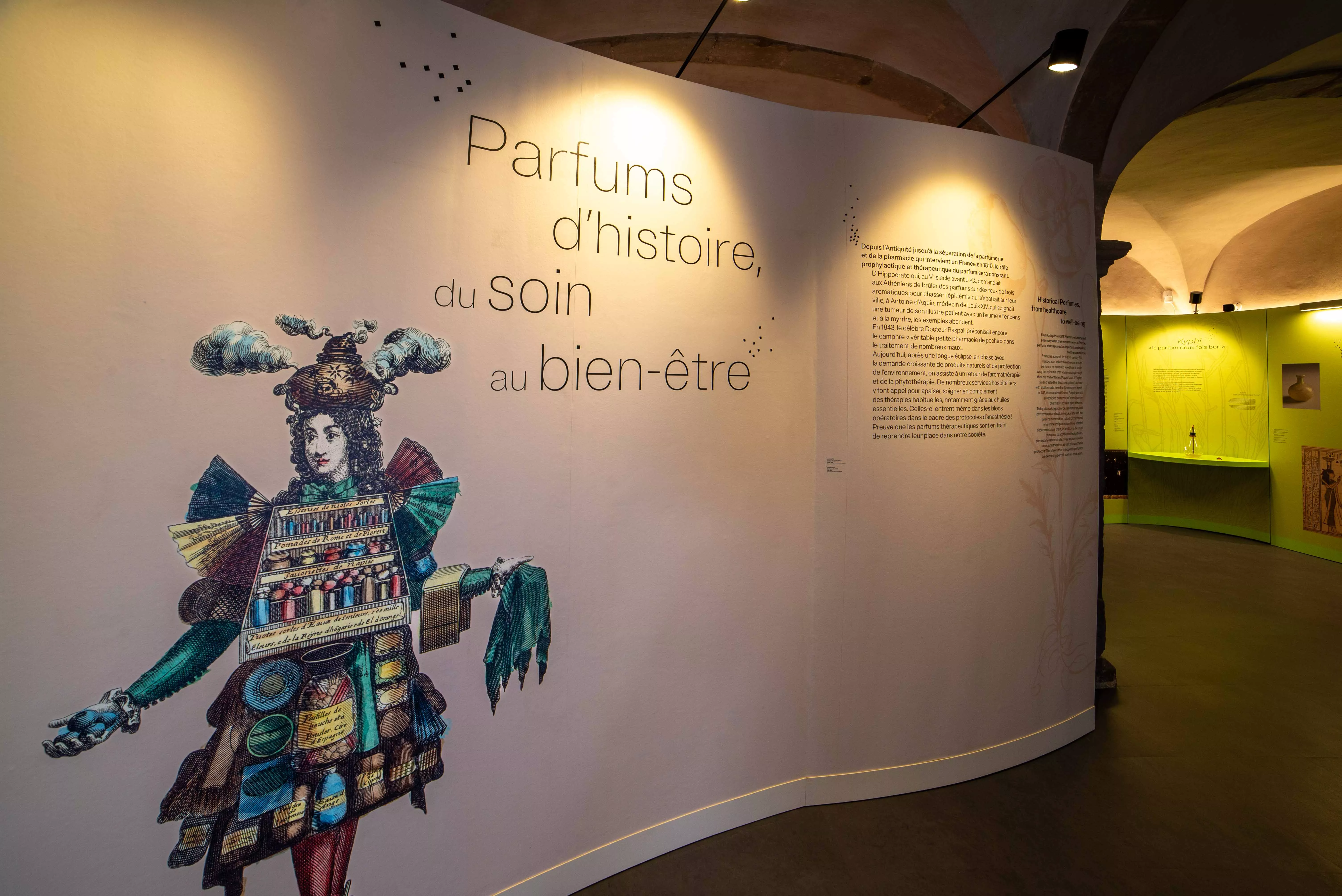 Parfums d'histoire du soin au bien-être Panneau titre de l'exposition