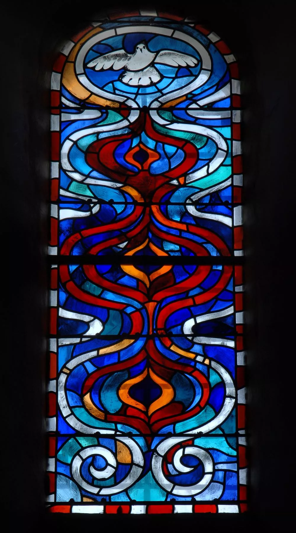 Vitrail abstrait teintes bleues