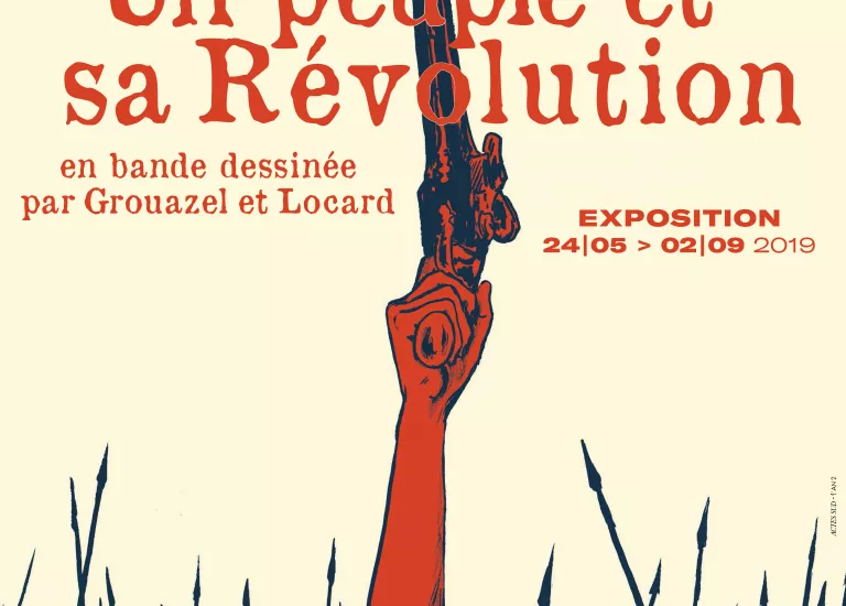 Affiche avec bras levé tenant un pistolet © ACTES SUD