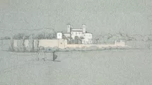Hébert Rome, façade de la villa Médicis sur le jardin, 1840