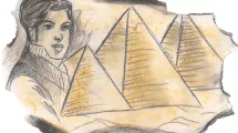 Dessin d'enfant de 10-12 ans sur la thématique de l'Égypte (pyramides, Champollion)