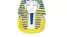 Dessin d'enfant de 10-12 ans sur la thématique de l'Égypte (pharaon, hiéroglyphes)