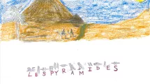 Dessin d'enfant de 10-12 ans sur la thématique de l'Égypte (pyramides, dromadaires, hiéroglyphes)