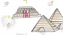 Dessin d'enfant de 10-12 ans sur la thématique de l'Égypte (pyramides, symboles égyptiens)