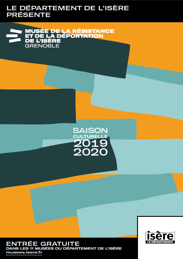 MRDI Guide saison Couverture (dessins géométriques bleus et jaunes) du guide de saison du musée de la Résistance