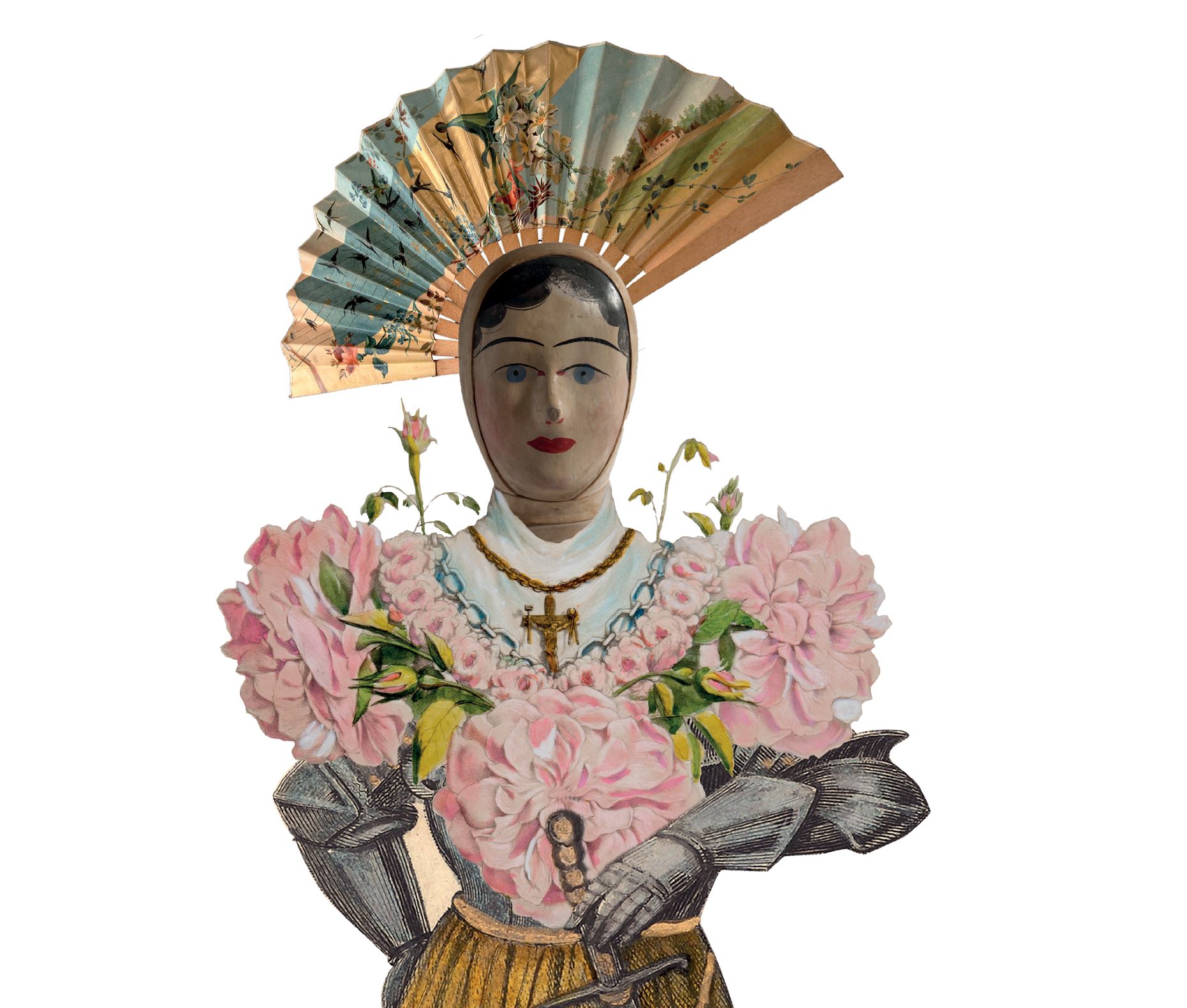 Buste d'un personnage féminin imaginaire composé de divers éléments issus des collections des musées départementaux © Département de l'Isère