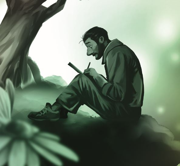 Marcel qui dessine - dessin de Romain Rousset