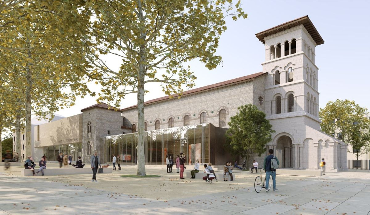 Le musée vu depuis la place Saint-Pierre © © Ailleurs Studio / atelier Novembre Projection 3D du futur musée d'histoire de Vienne vu depuis la place Saint Pierre © © Ailleurs Studio / atelier Novembre