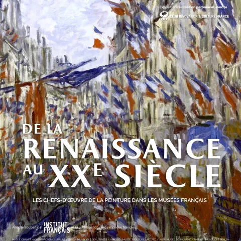 Scène de rue en lisse avec drapeauxfrançais