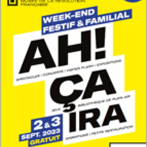 Ah ! ça ira écrit en gros sur fon jaune avec date de l'évènement