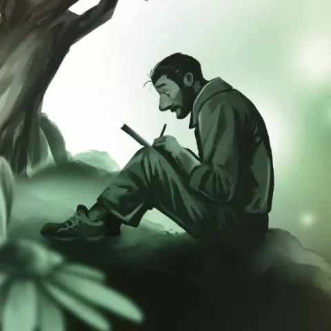 Marcel qui dessine - dessin de Romain Rousset