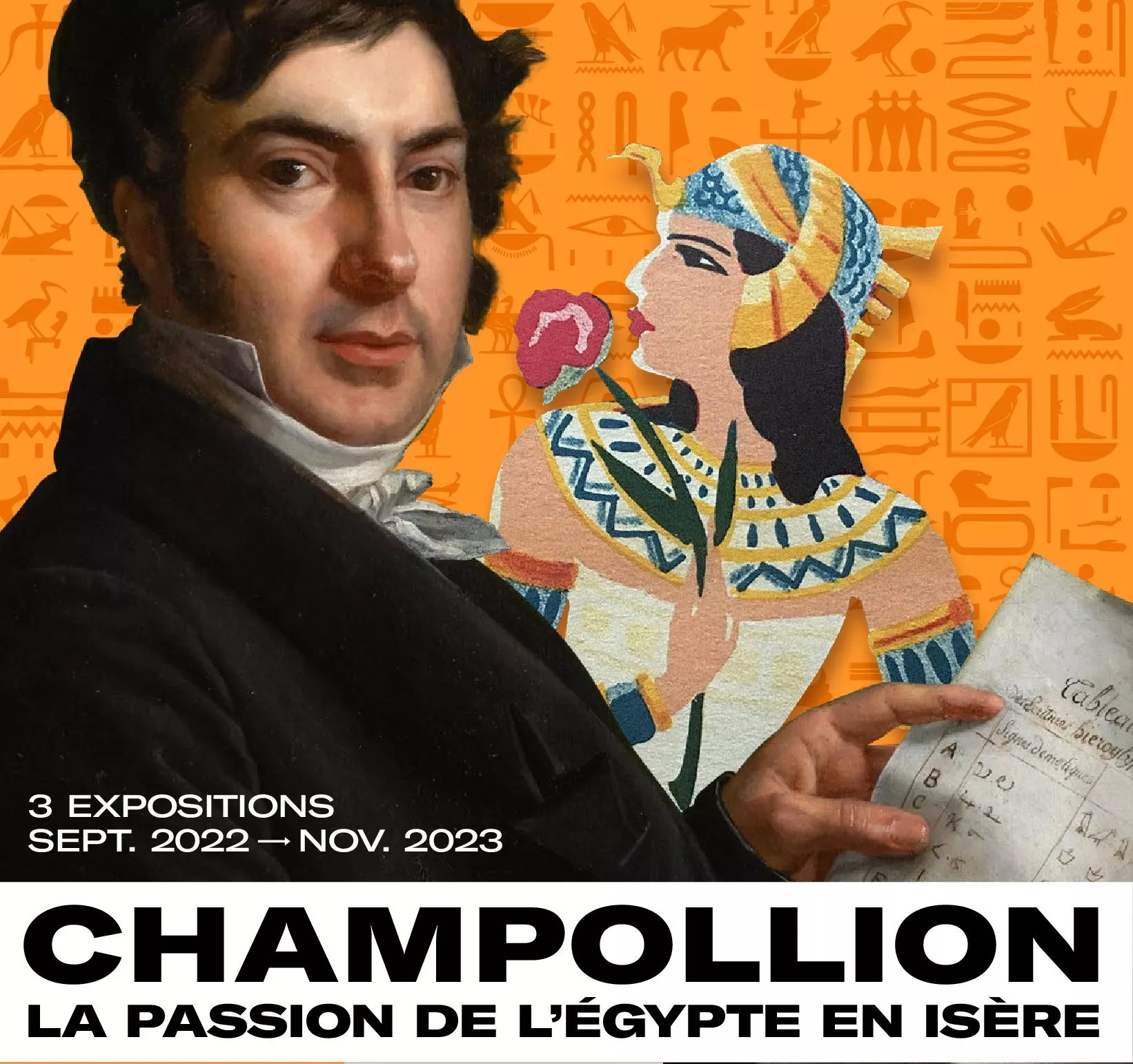 Affiches du Département de l'Isère "Champollion, la passion de l'Egypte en Isère" © Département de l'Isère