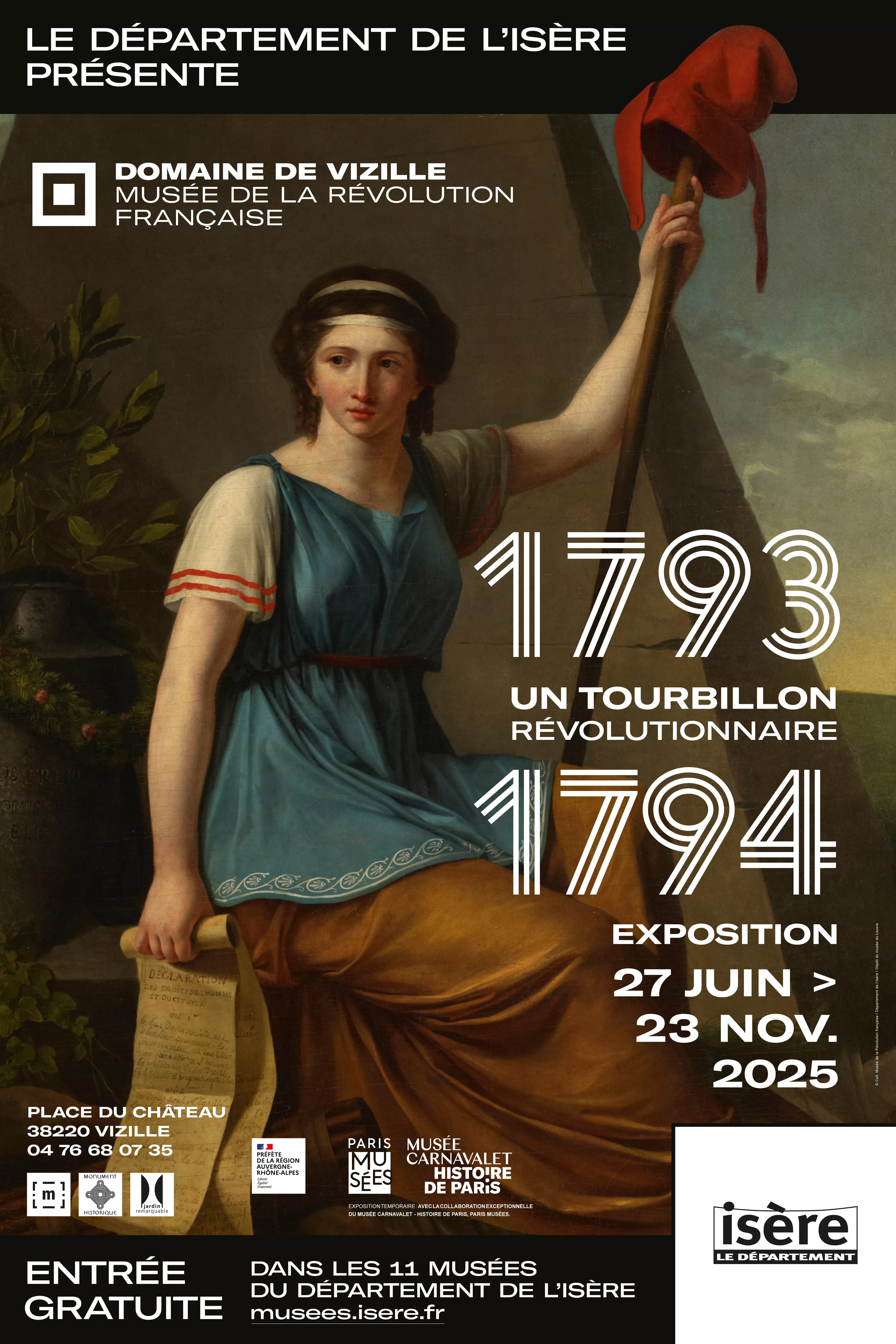 Affiche de l'exposition 1793-1794. Un tourbillon révolutionnaire. Exposition temporaire du 27 juin au 23 novembre 2025