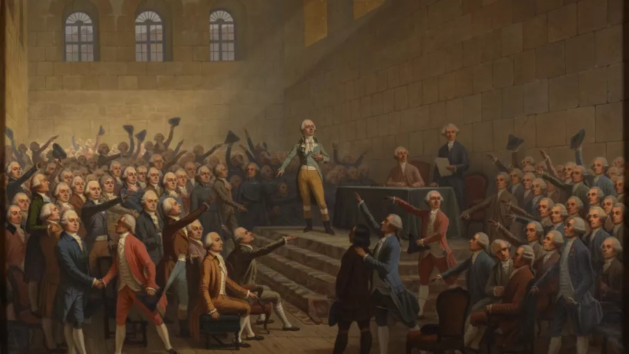 vue en couleur du tableau d'Alexandre Debelle, assemblée des Trois ordres du dauphiné © Coll. Musée de la Révolution française-Domaine de Vizille/Département de l'Isère