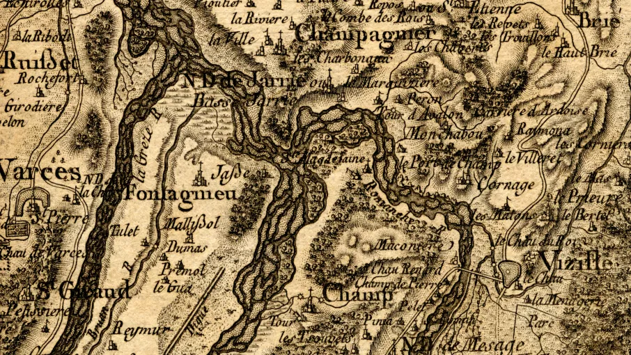 Vue de la Carte de Cassini représentant Vizille XVIIème siècle © ©Coll. Musée de la Révolution française-Domaine de Vizille/Département de l'Isère