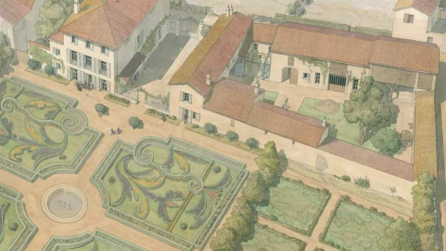 Jean-Claude Golvin, Le domaine Champollion au 19e siècle, 2021. © Département de l'Isère / Musée Champollion