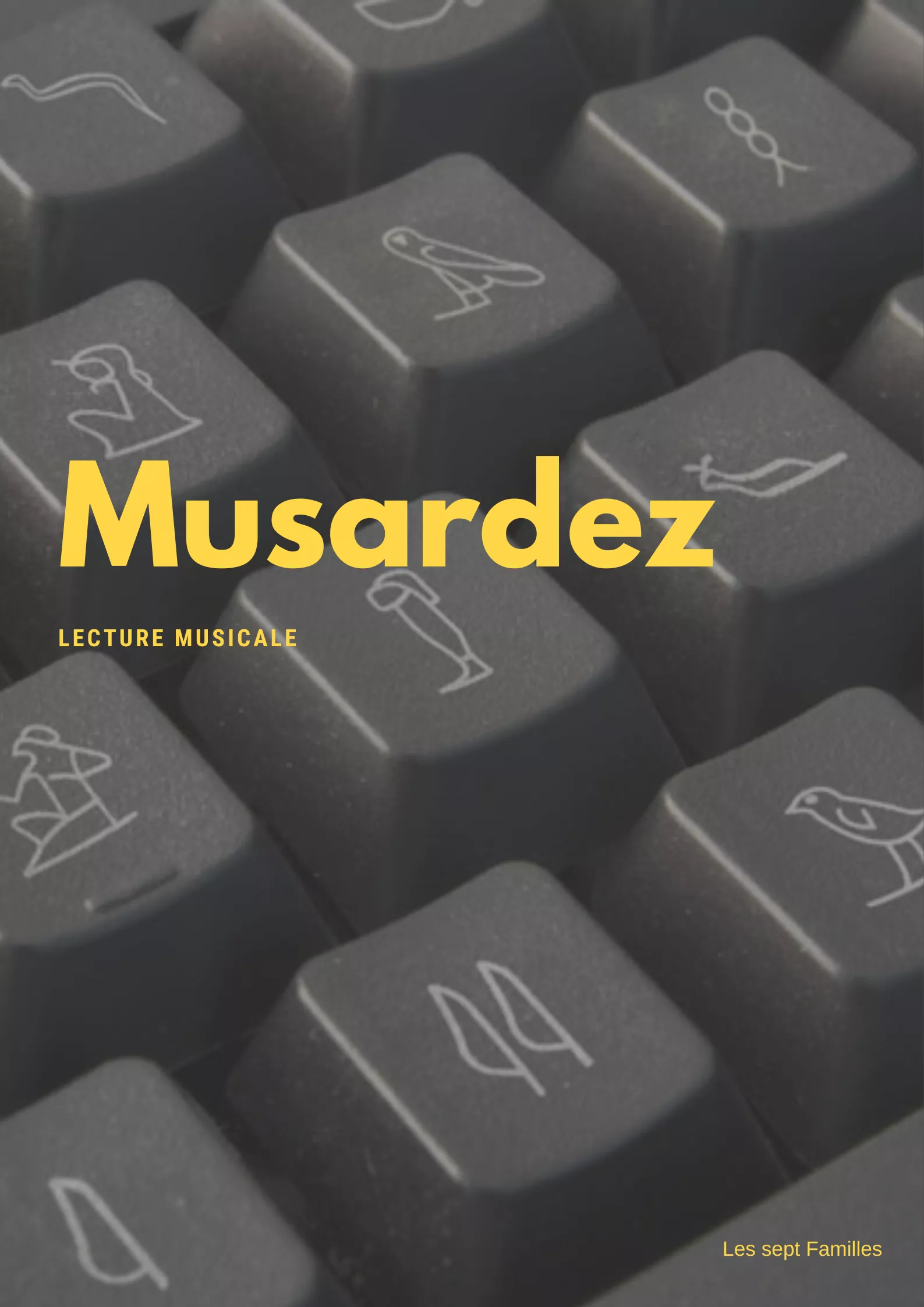 Affiche du podcast "Musardez" composée d'une photographie en gros plan d'un clavier d'ordinateur avec des touches hiéroglyphes © Guiseppe Colarusso