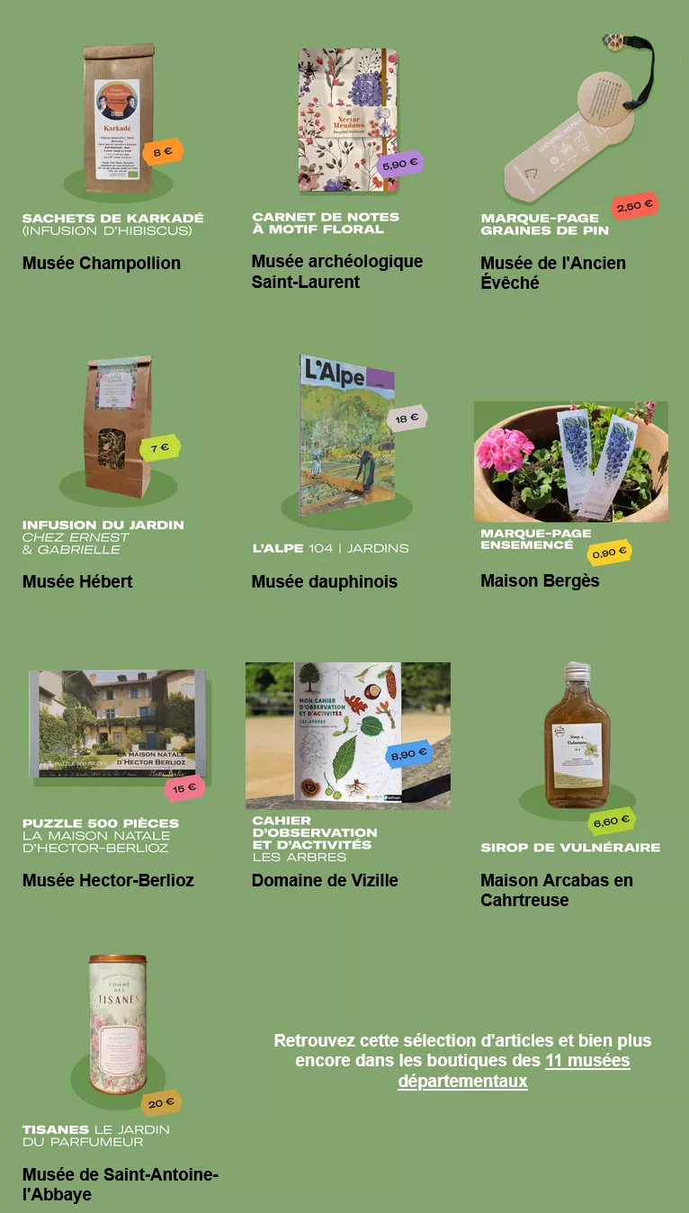 Sélection d'articles des boutiques des musées